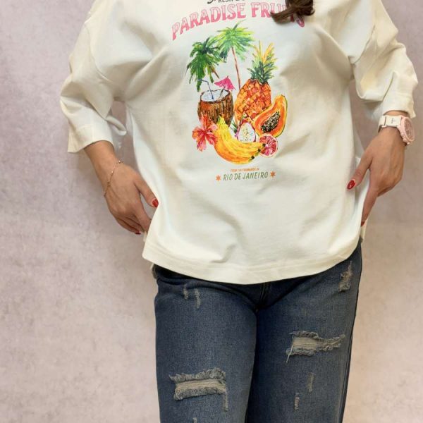 تیشرت باکسی ترند تابستانی طرح Fresh & Juicy