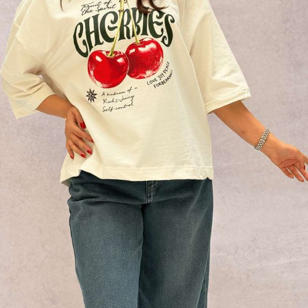 تیشرت باکسی زنانه Cherries