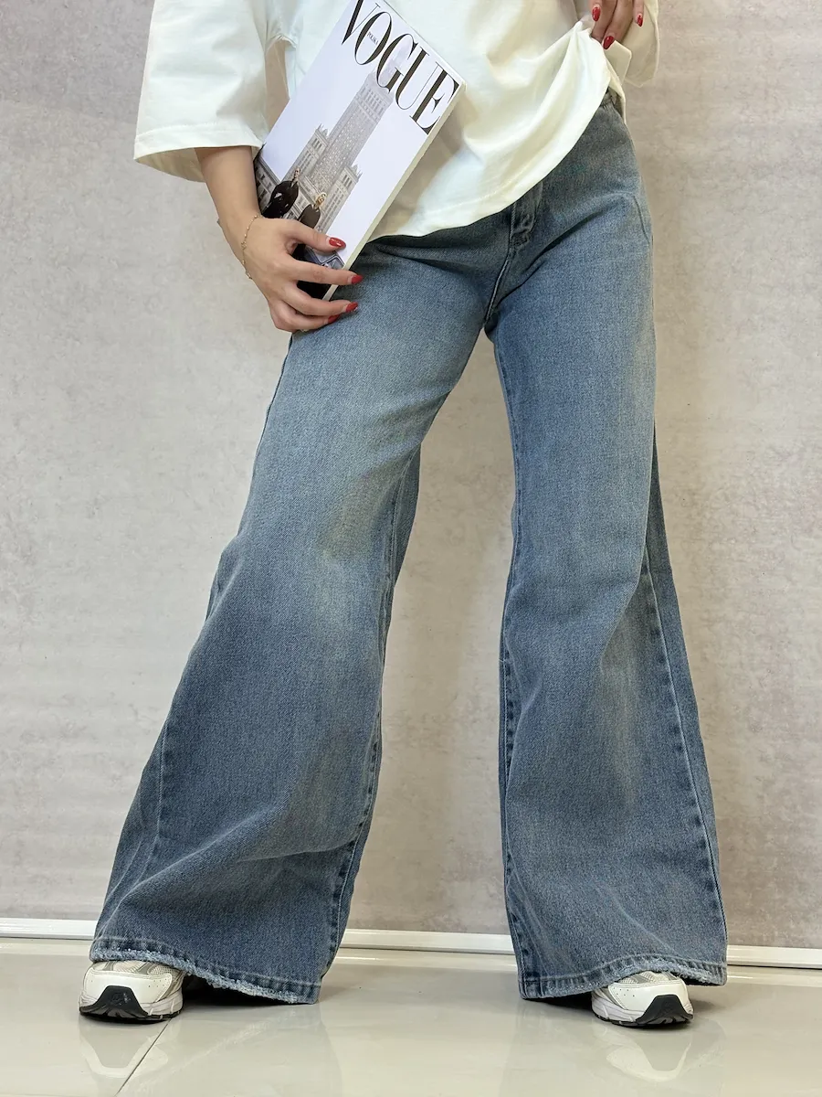 بگ ابی طوسی1 شلوار جین فول بگ(Full Baggy) - Image 1