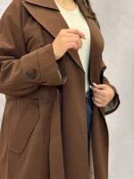 ترنچ کت زنانه بلند کمربندی
